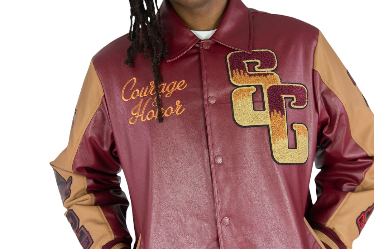 Rebel Minds - World Champs PU jacket - burgundy