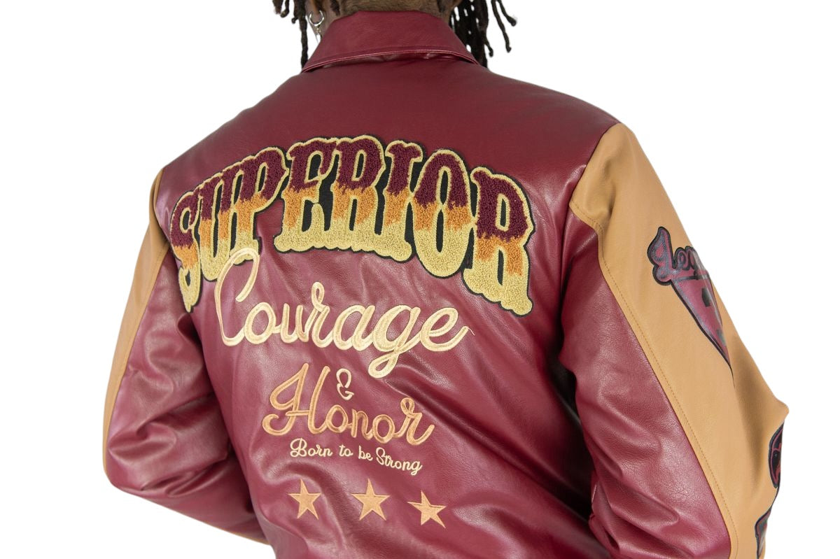 Rebel Minds - World Champs PU jacket - burgundy