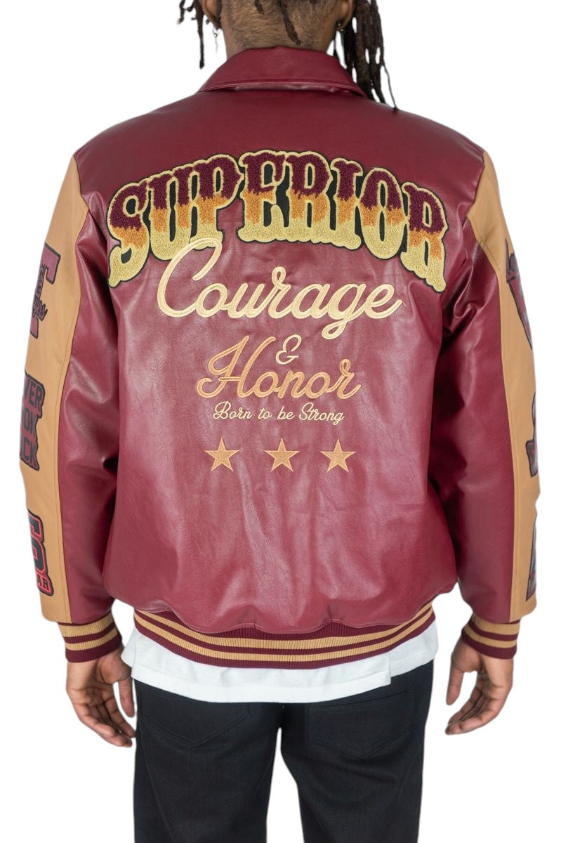 Rebel Minds - World Champs PU jacket - burgundy