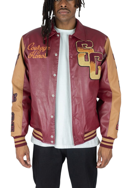 Rebel Minds - World Champs PU jacket - burgundy