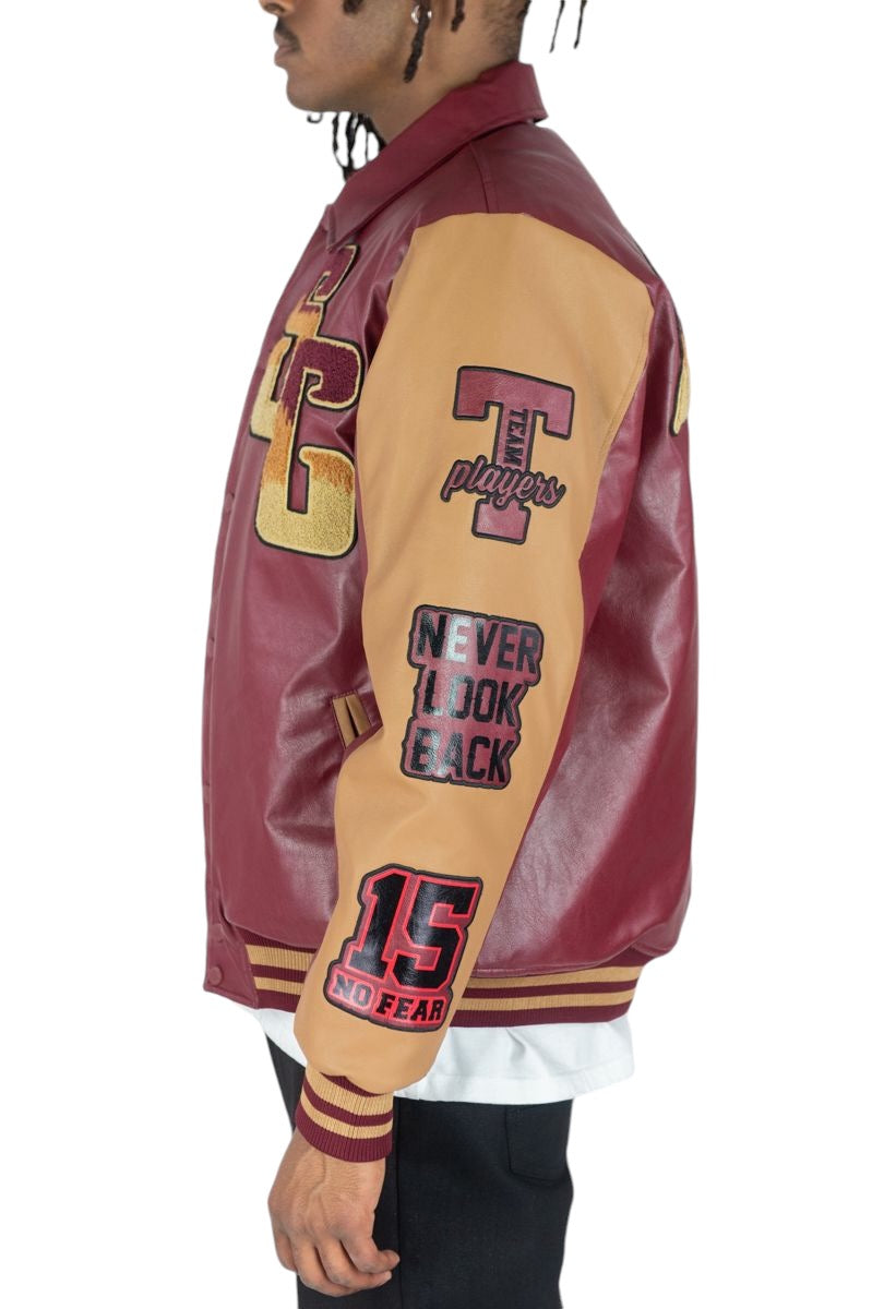 Rebel Minds - World Champs PU jacket - burgundy