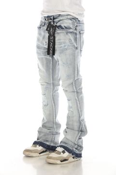 Stylo Light Wash Stacked Flare Jeans